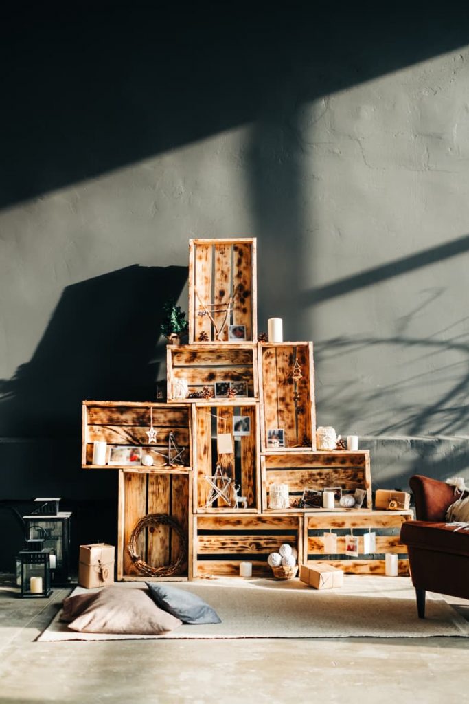 Cajas de madera para la Navidad